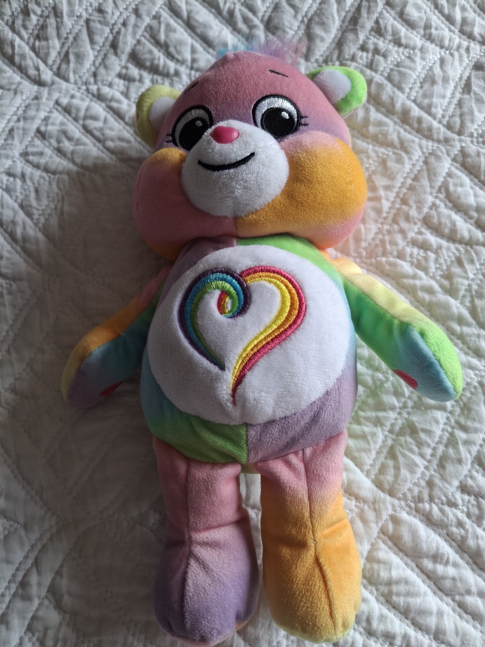 Care Bears Rainbow Heart Plush - Pink Yellow Green Blue Purple